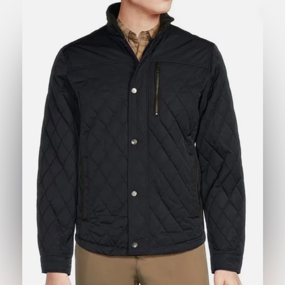 Daniel Cremieux Tyler Black Quilted Jacket with Corduroy Collar Men's 3XB